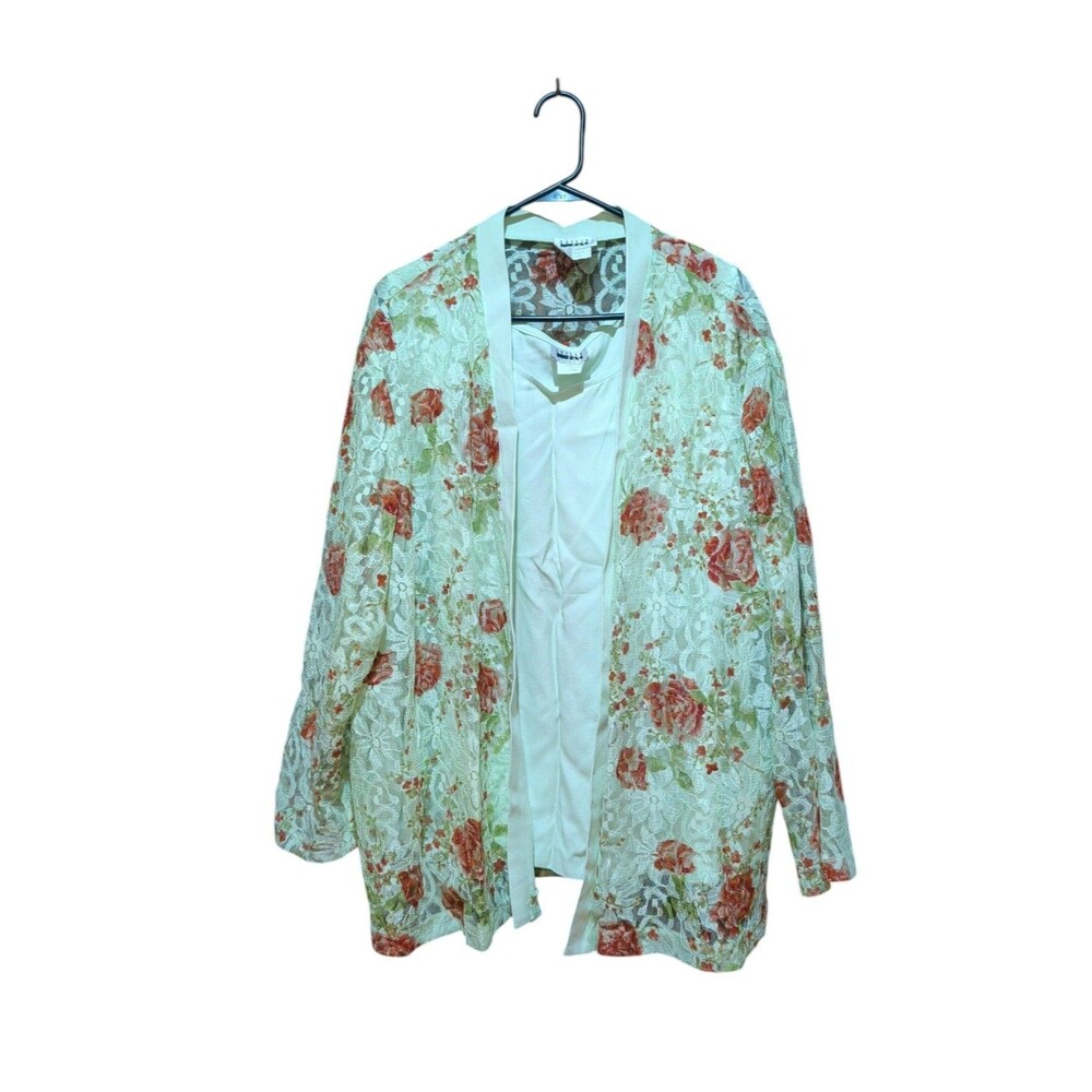 Leslie Fay Vintage Light Green Tank Top With Lace Jacket.